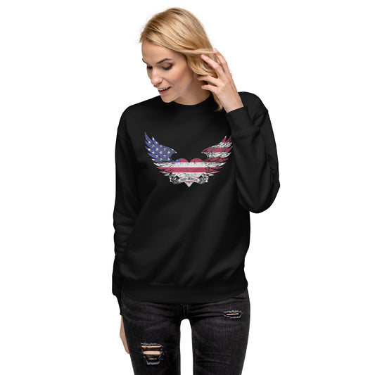 PROUD AMERICAN HEART AND EAGLE WINGS AGED Unisex Premium Sweatshirt