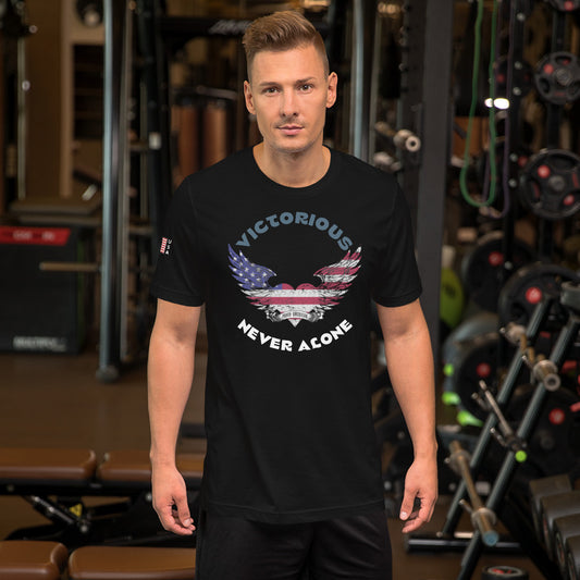 PROUD AMERICAN FADED DESIGN VICTORIOUS NEVER ALONE Unisex t-shirt